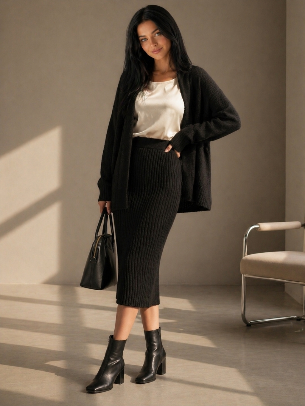 Euc Vtg 90s Apart Size Large Lambswool Angora Knit Pencil Skirt!